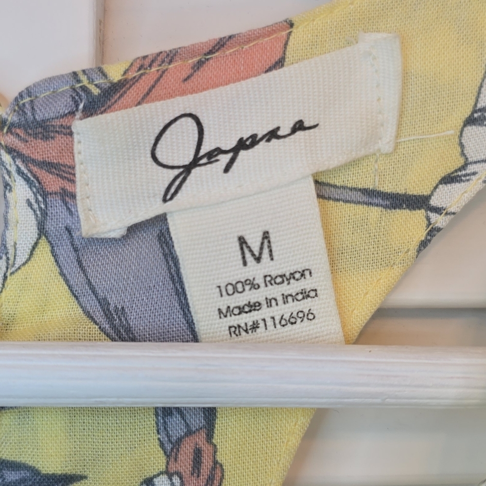 JAPNA Yellow Floral Maxi Dress Women's Sz Medium Smocked Cottagecore Boho Resort - Picture 8 of 11
